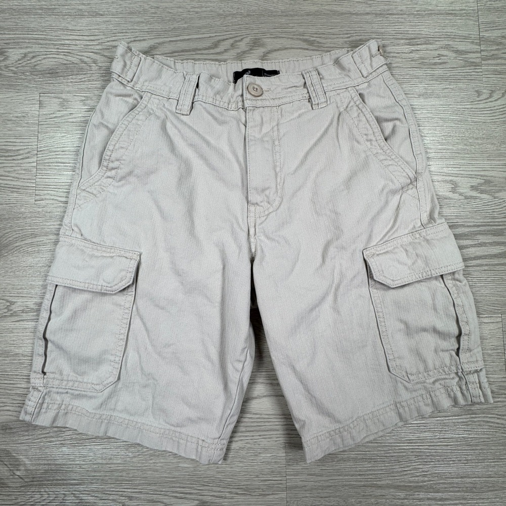 Liquid Venom Mens Cargo Shorts Herringbone‎ Cotton Khaki 30 Utility Pockets